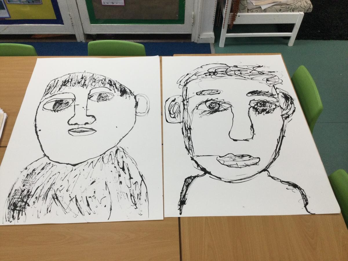 Drawing. A1 continuous line ink portraits.