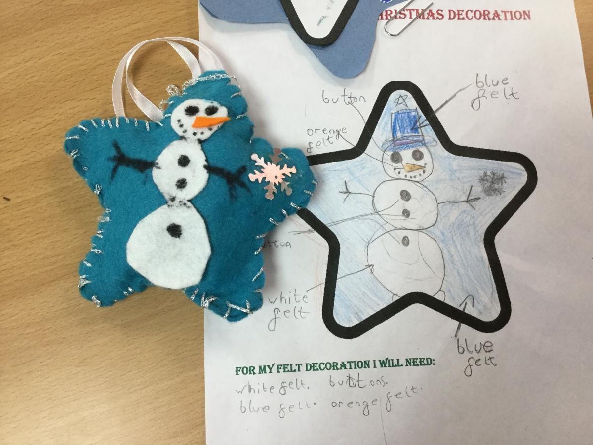 Designing and making Christmas decorations.