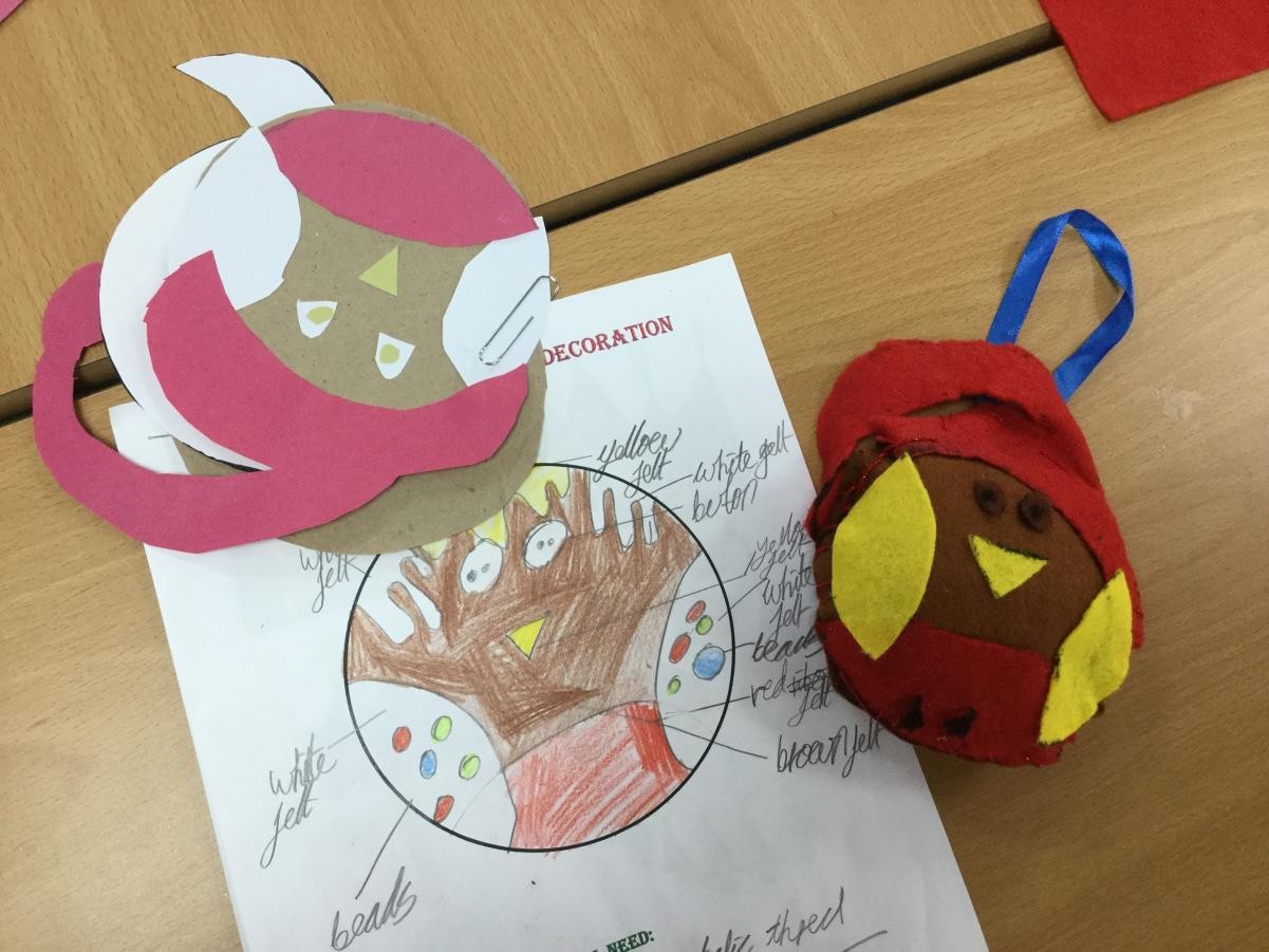 Designing and making Christmas decorations.