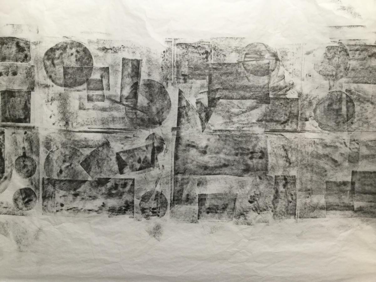 St Ives Artist Inspired - Ben Nicholson.
Graphite frottage from collage