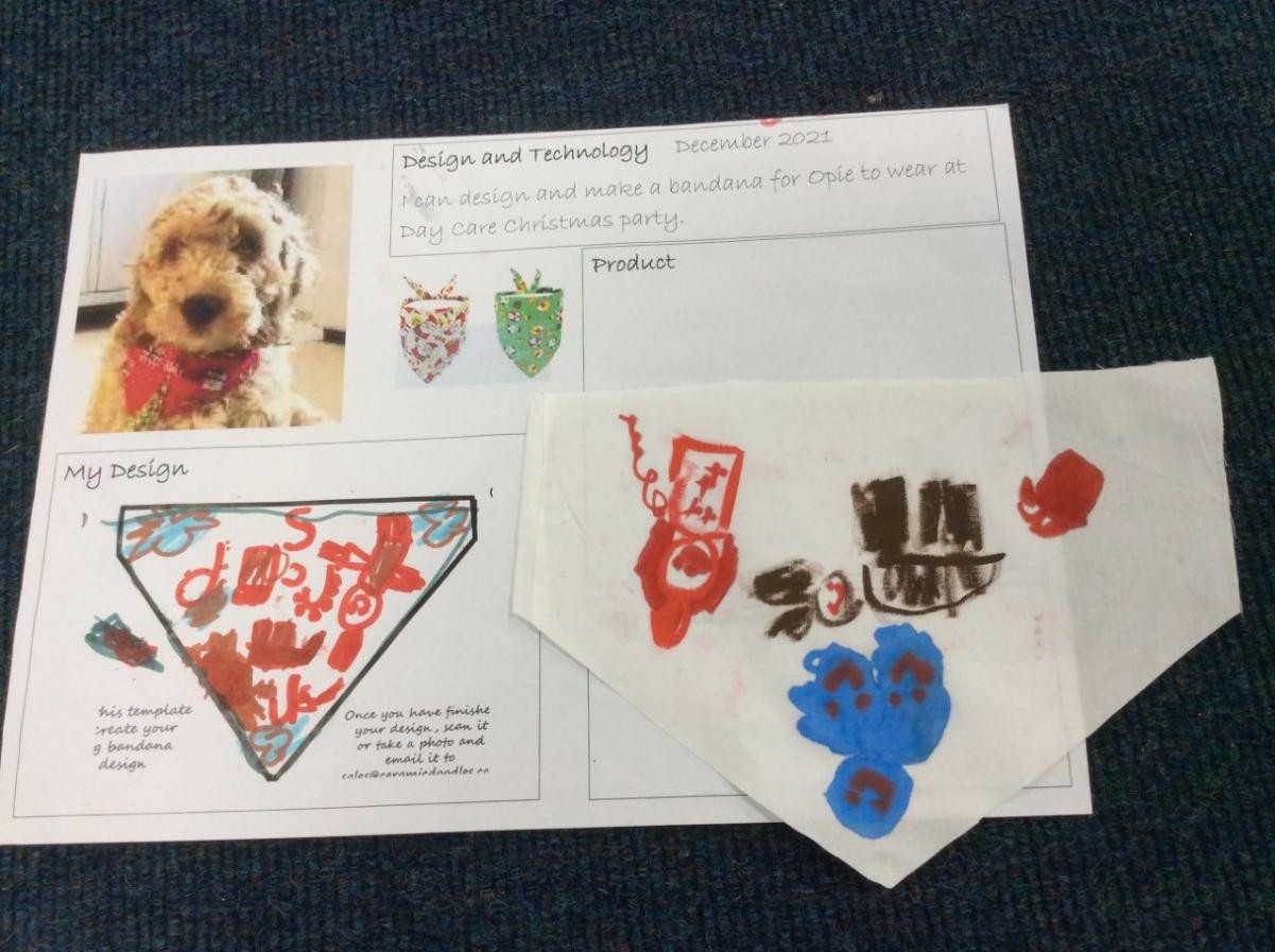 Design and make a Christmas bandana for Opie the dog