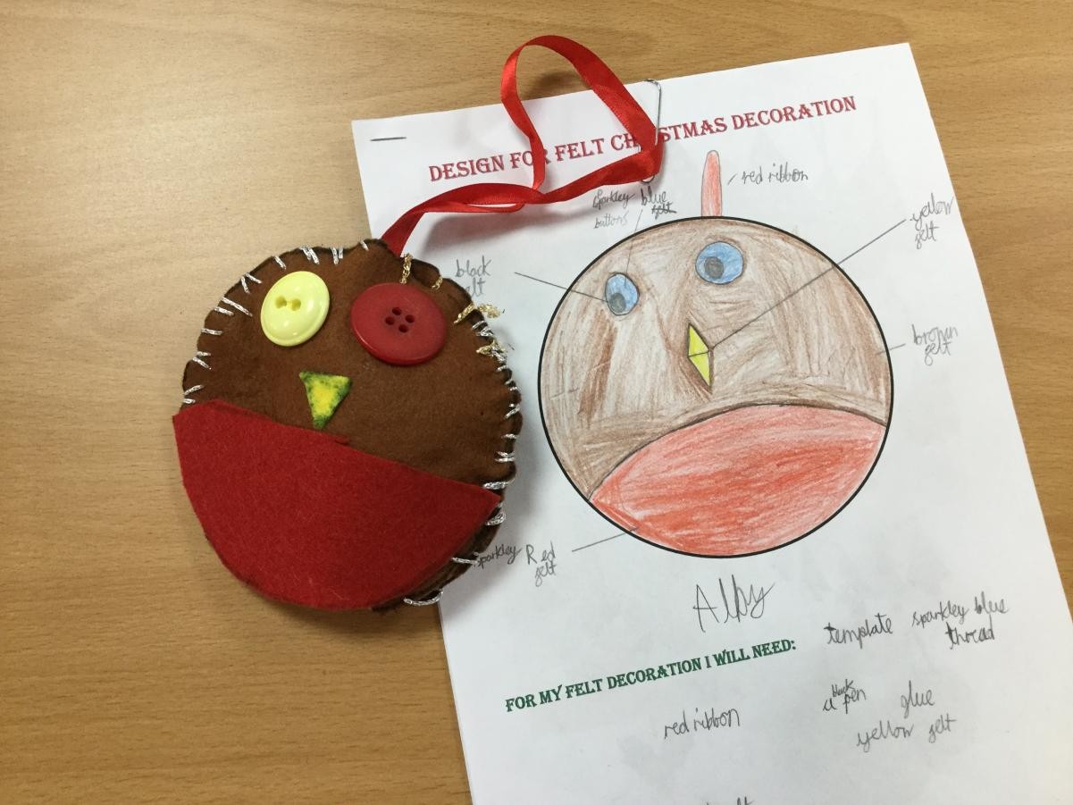 Designing and making Christmas decorations.