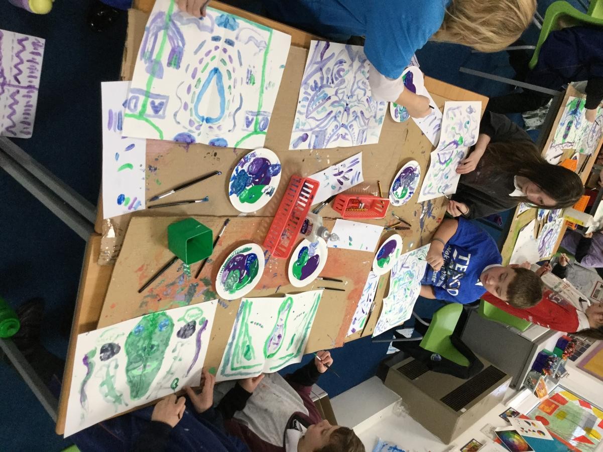 Print. Symmetrical monoprint patterns.