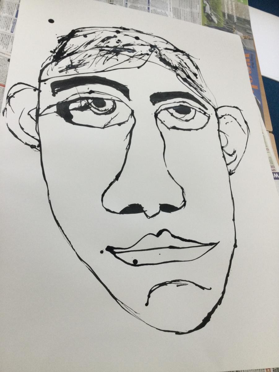 Drawing. A1 continuous line ink portraits.