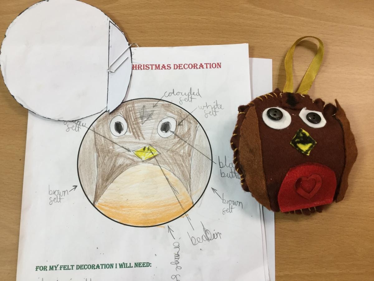 Designing and making Christmas decorations.