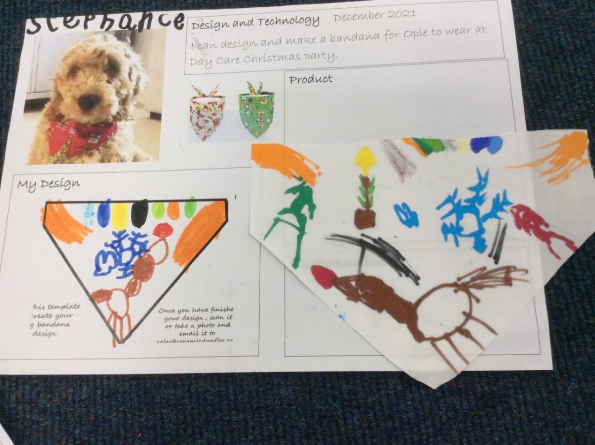 Design and make a Christmas bandana for Opie the dog