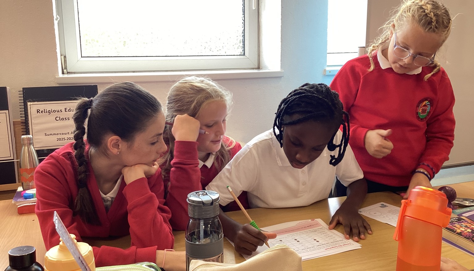 Class 4 working in teams to problem solve in maths