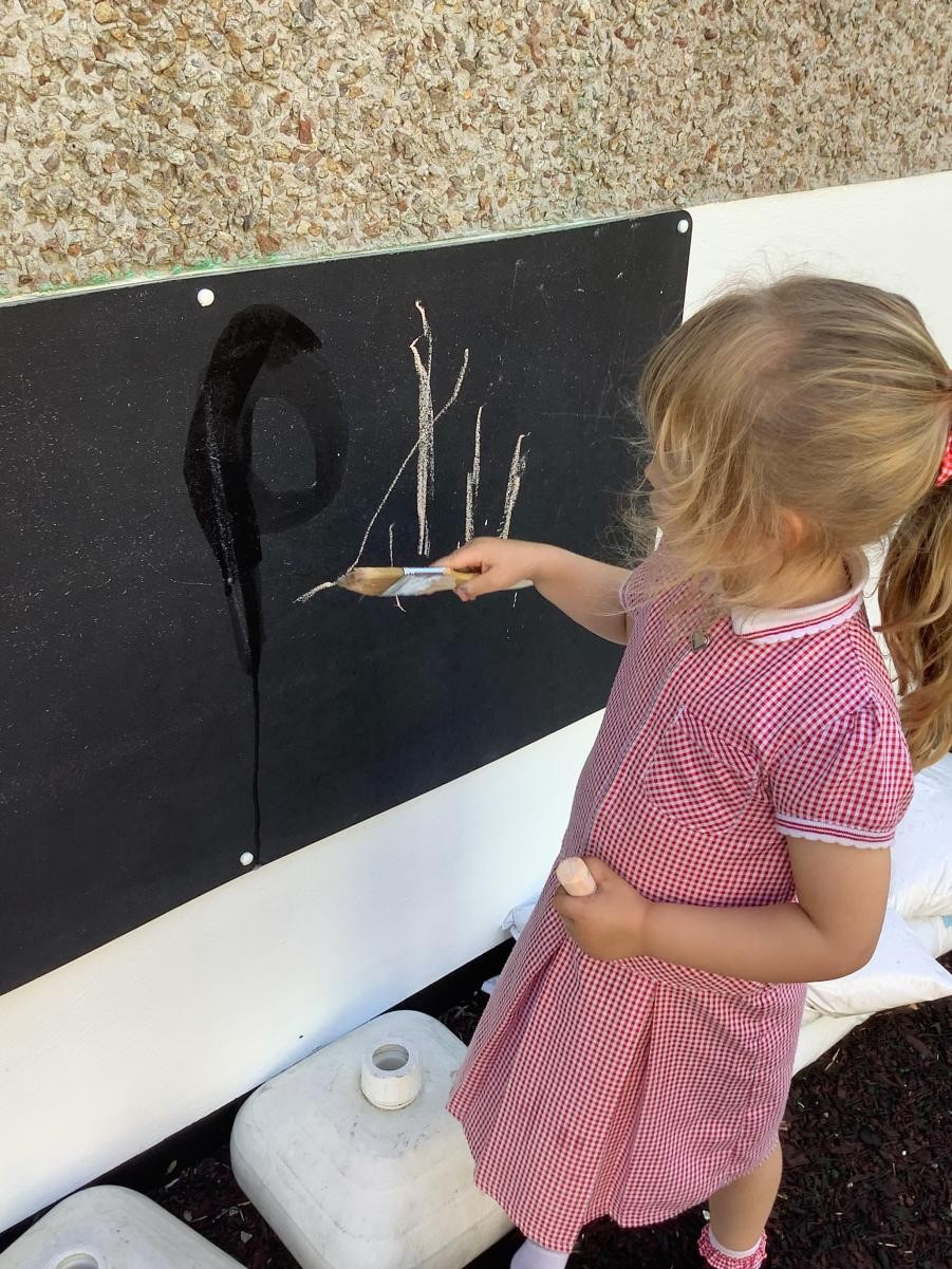 Outdoor Learning - Practising our early writing skills outside