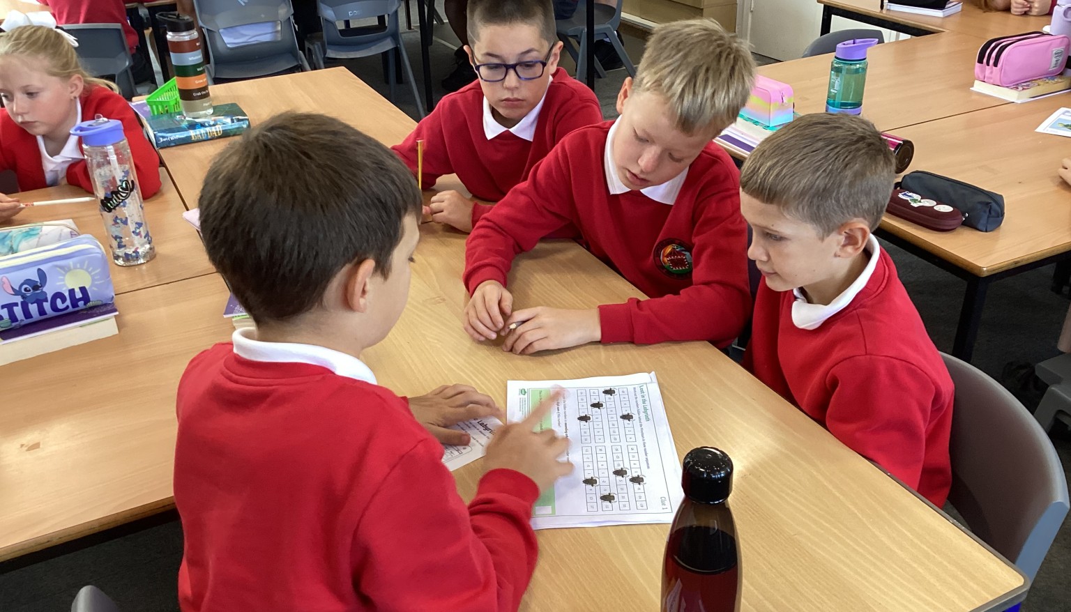 Class 4 working in teams to problem solve in maths