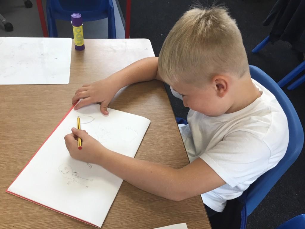 Year 3 sketching in the style of Carl Giles and shading!