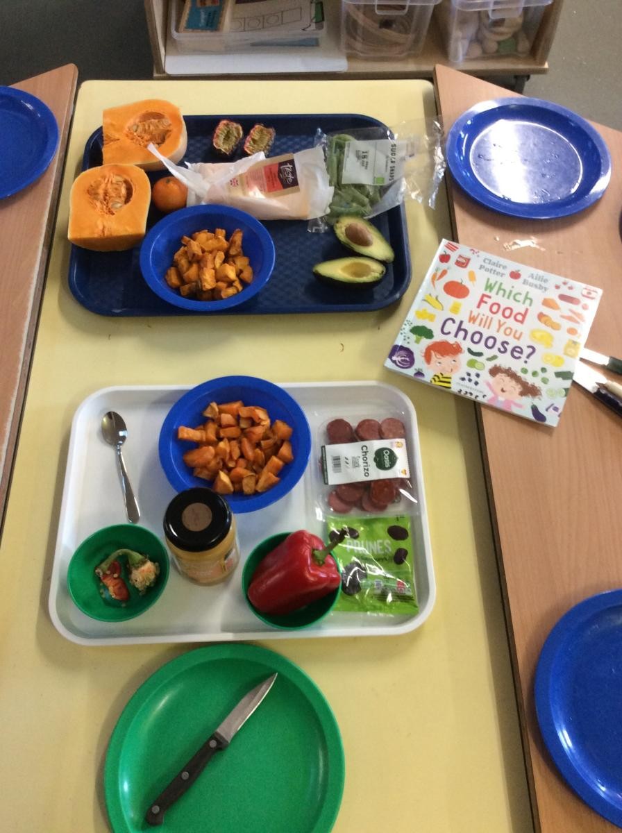We also encourage the children to try new foods with activities focused around healthy eating!