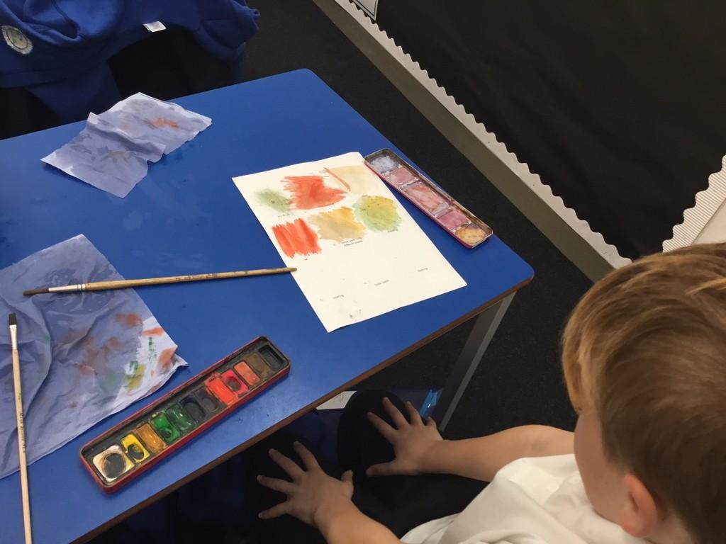 Year 5 practicing the skills of blending and tonal grading with watercolour!