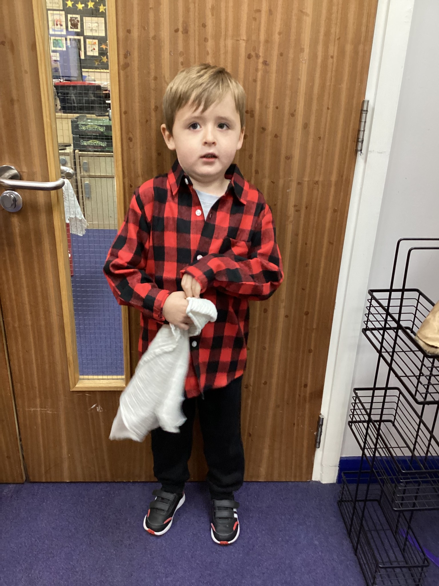 The children all dressed up as scarecrows for their Harvest Assembly.