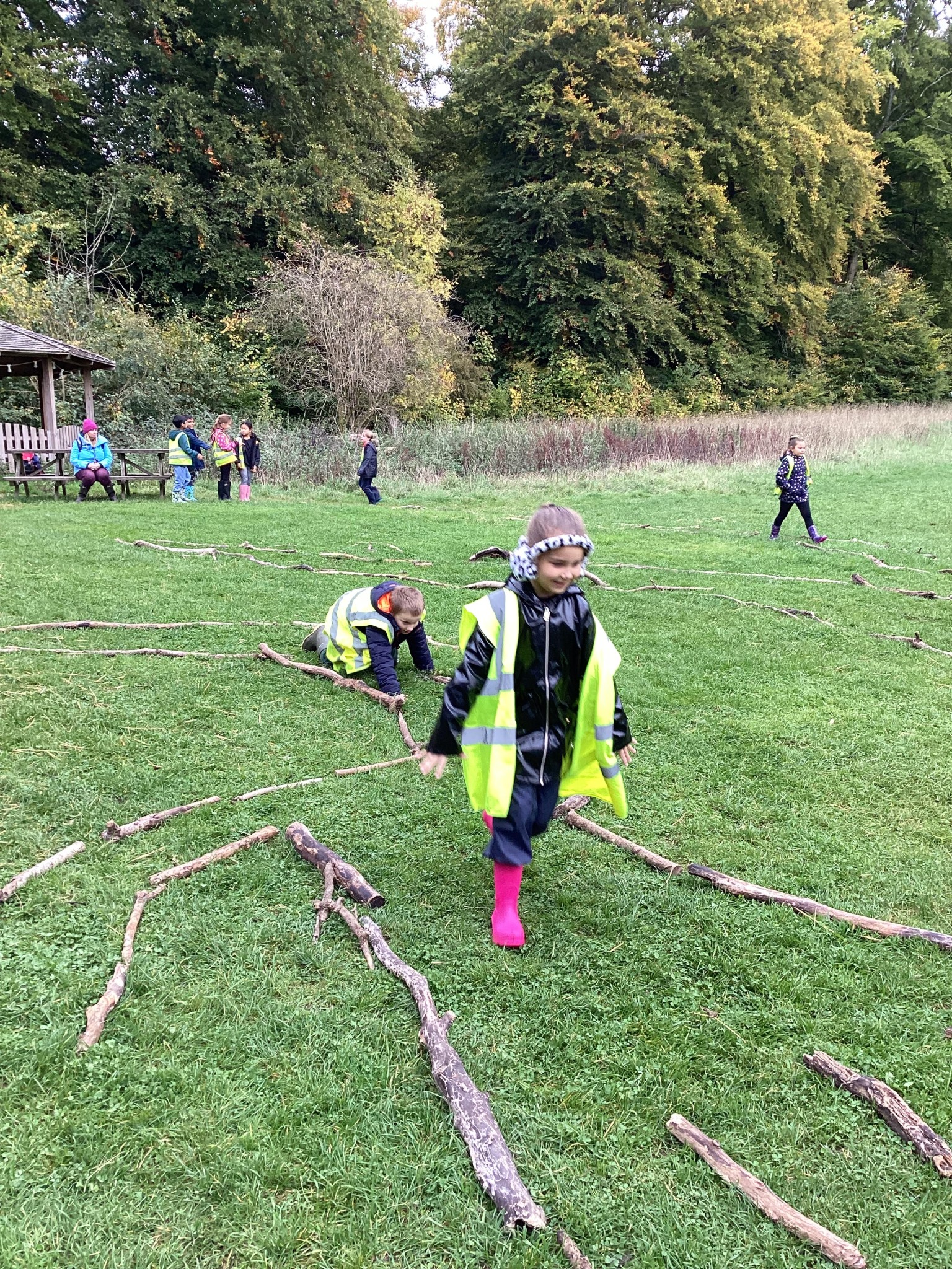 In teams, we made rivers that had to include the upper, middle and lower courses and have a meander!