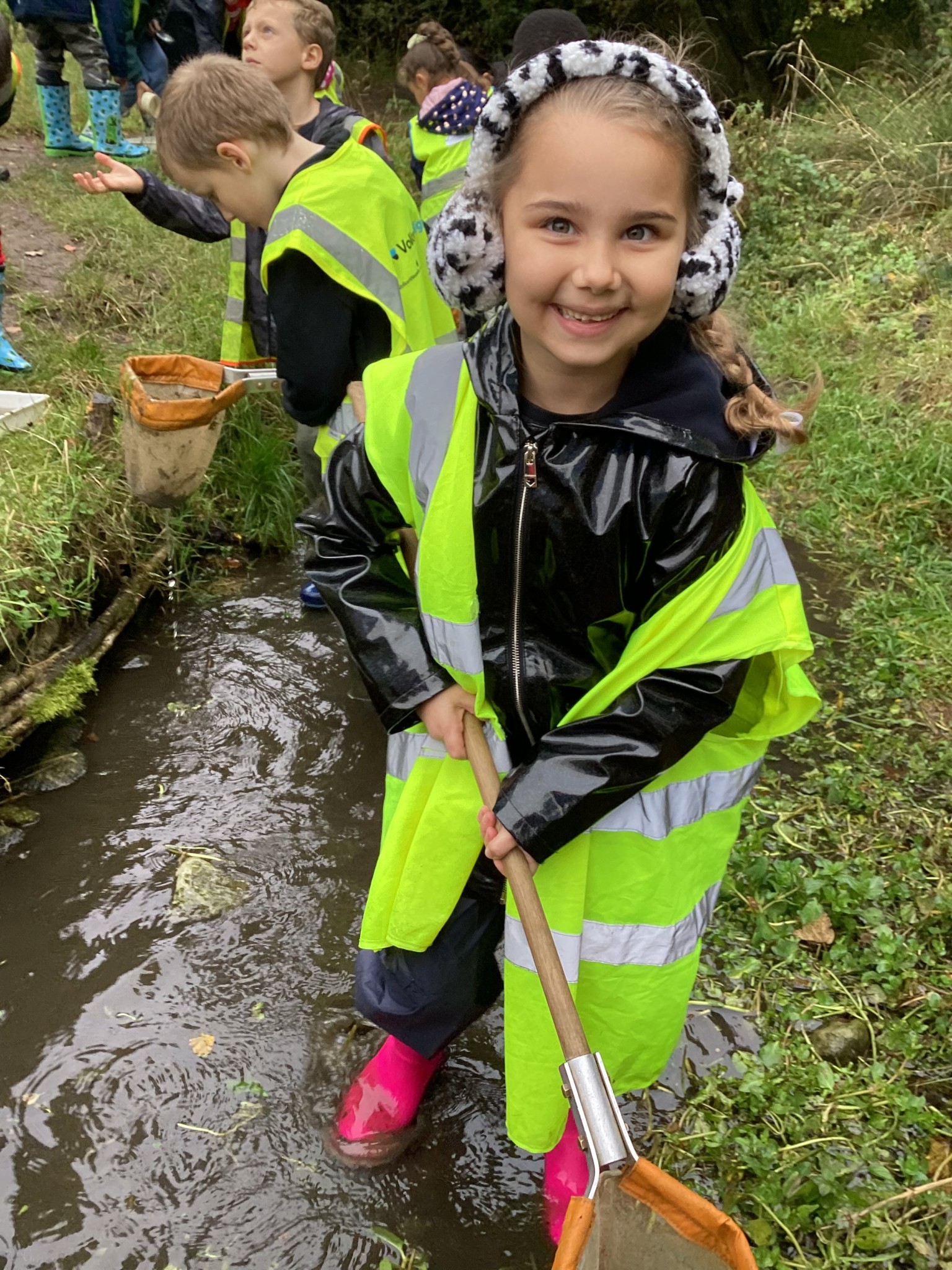 Using nets we swept the river bed