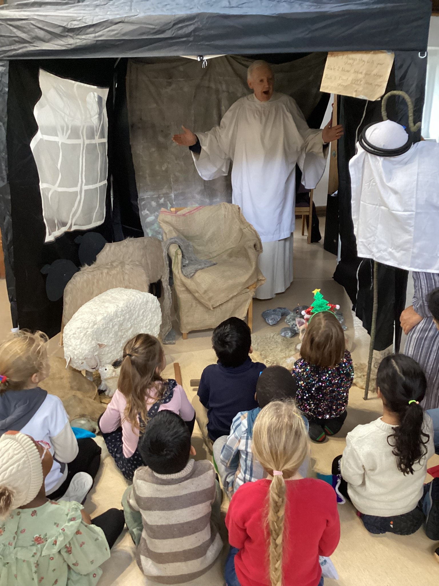 An angel visits the shepherds