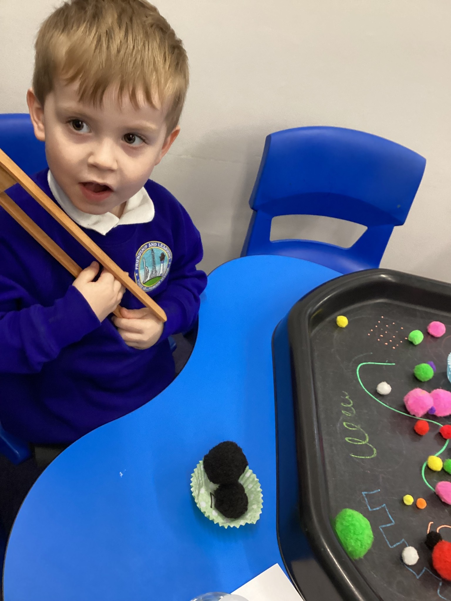 Matching pom poms to numerals