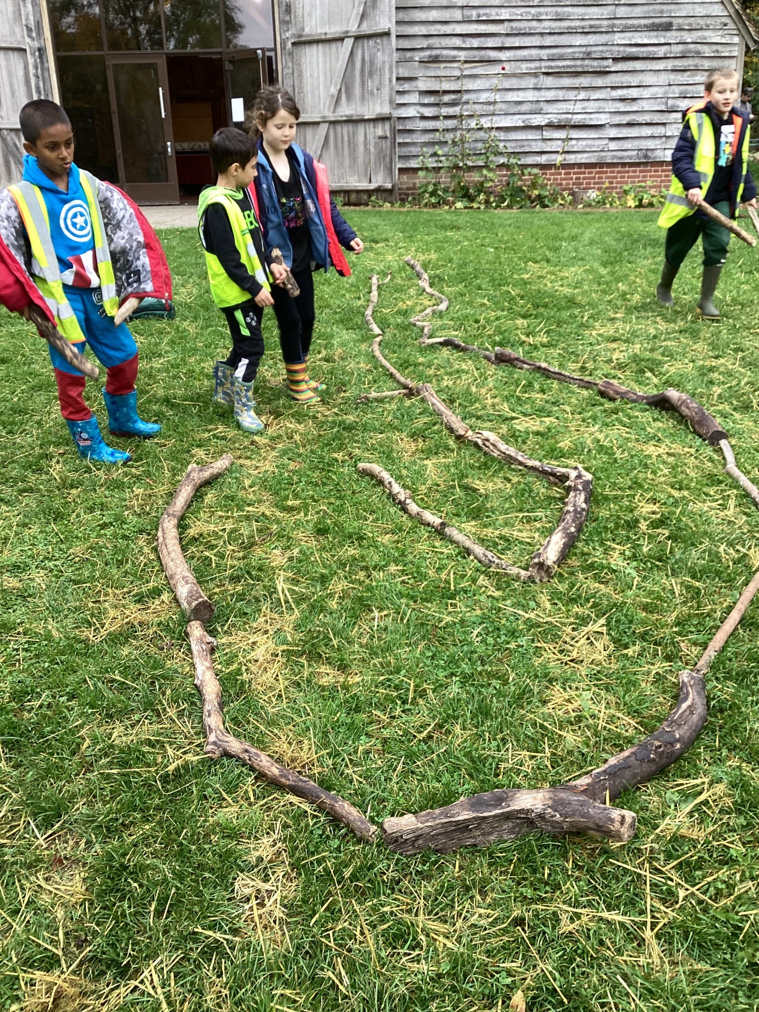 In teams, we made rivers that had to include the upper, middle and lower courses and have a meander!