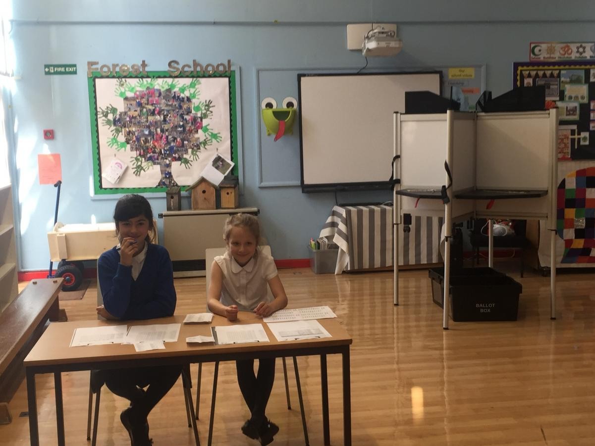 Polling station in the school hall.