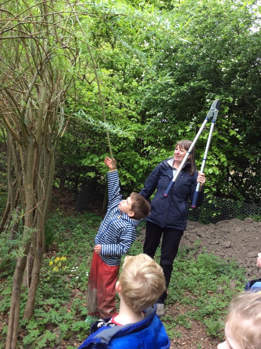 Then we went to the Secret Garden to cut some willow.