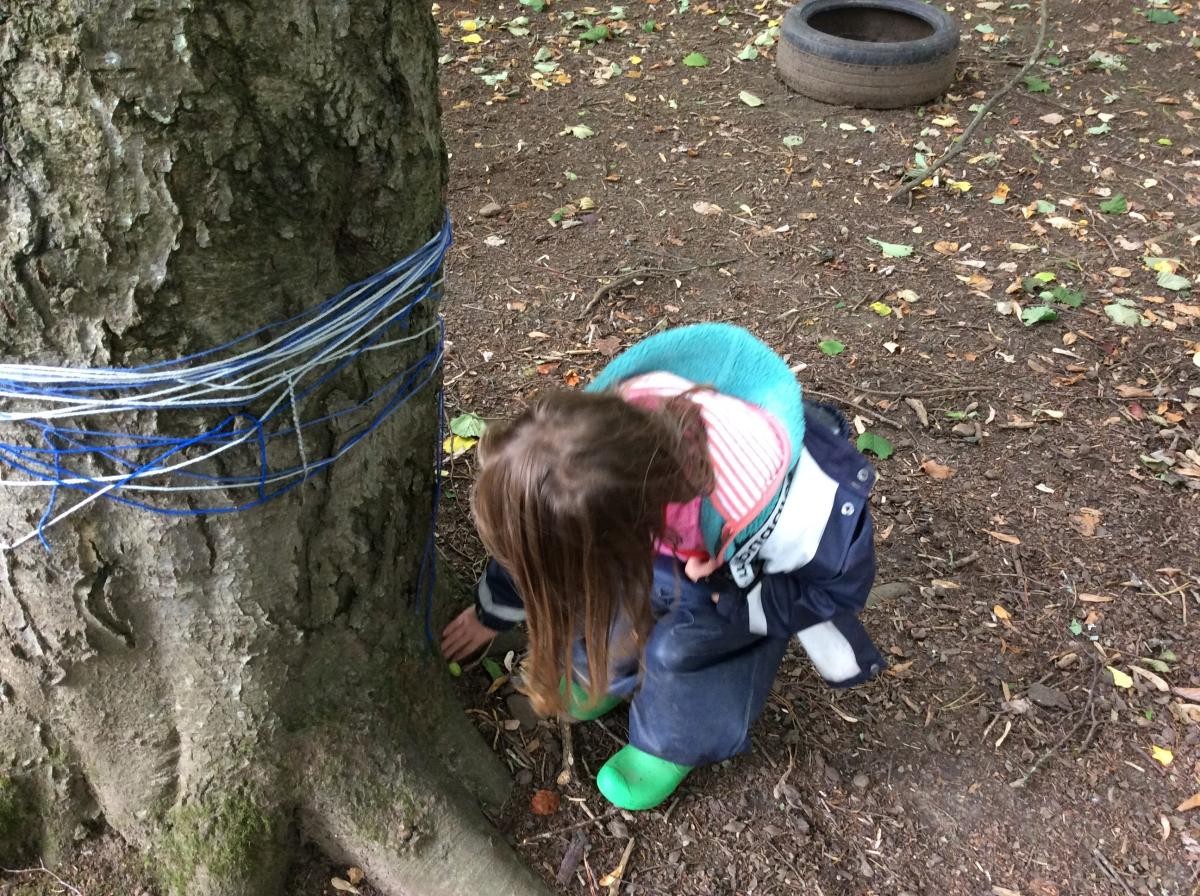 We pretended we were squirrels and went hunting for acorns. 