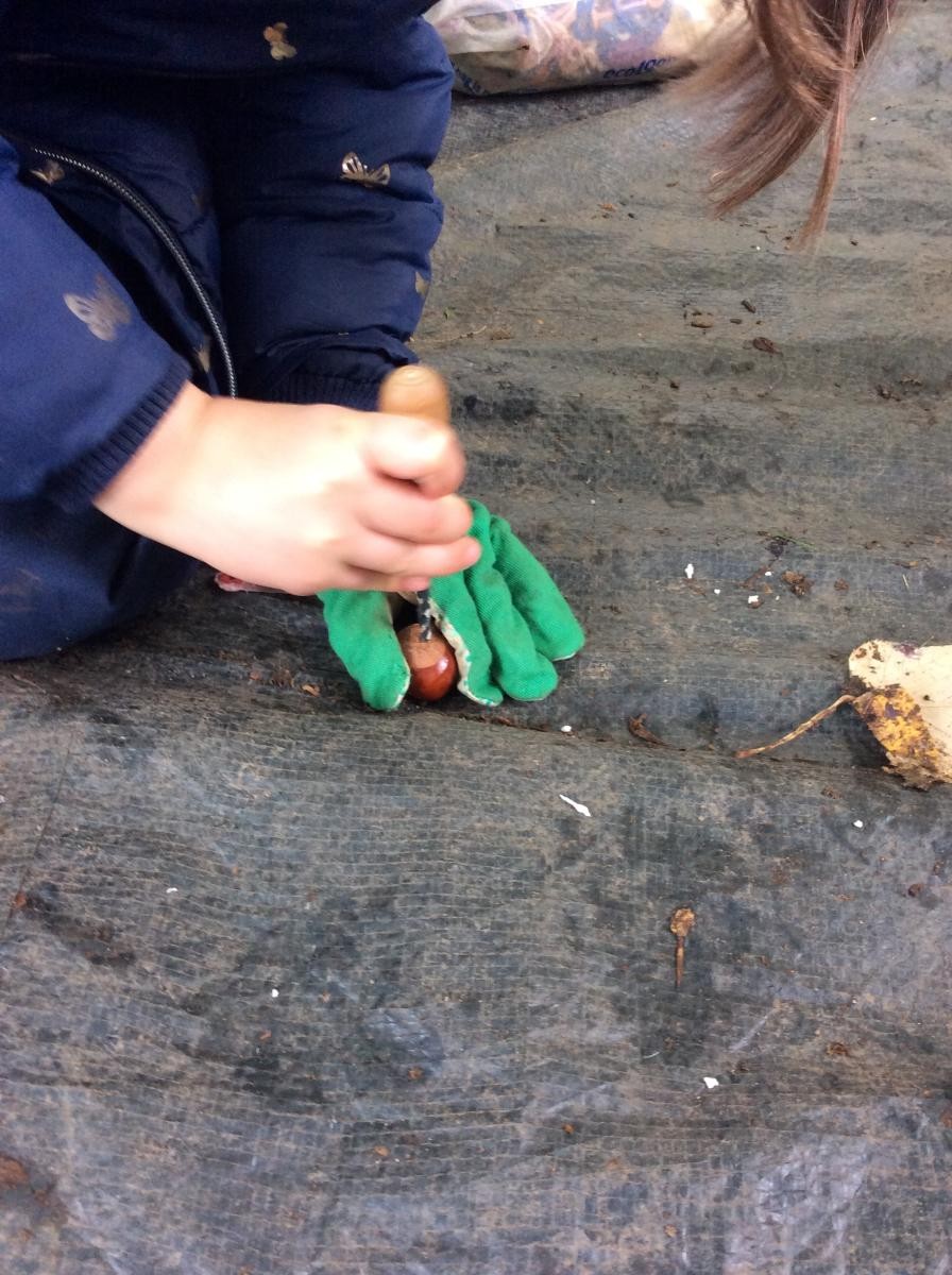 We got busy making things with conkers.