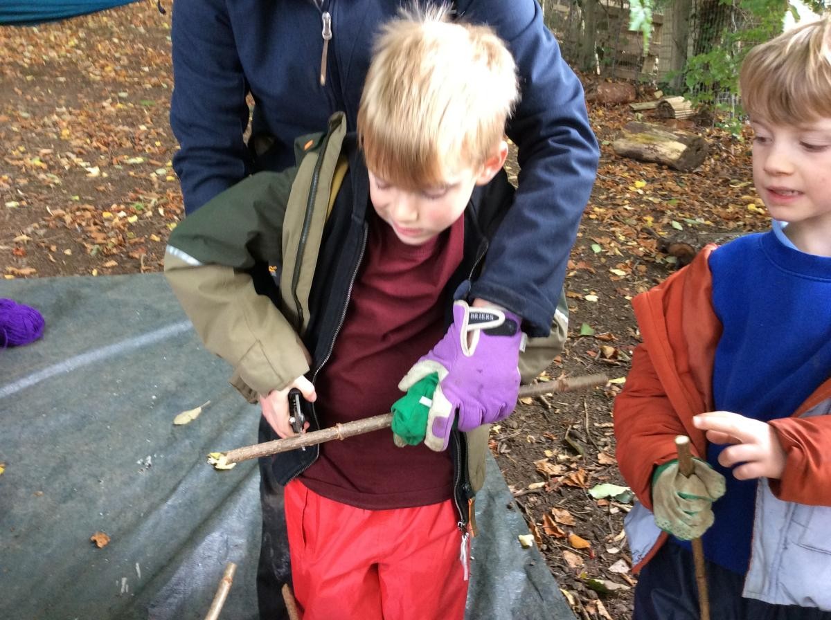 We used elder sticks to make a variety of different things. We used the secateurs to cut the length we wanted.