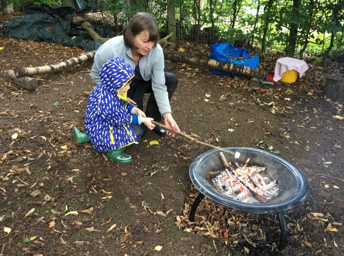 We toasted marshmallows on the fire.