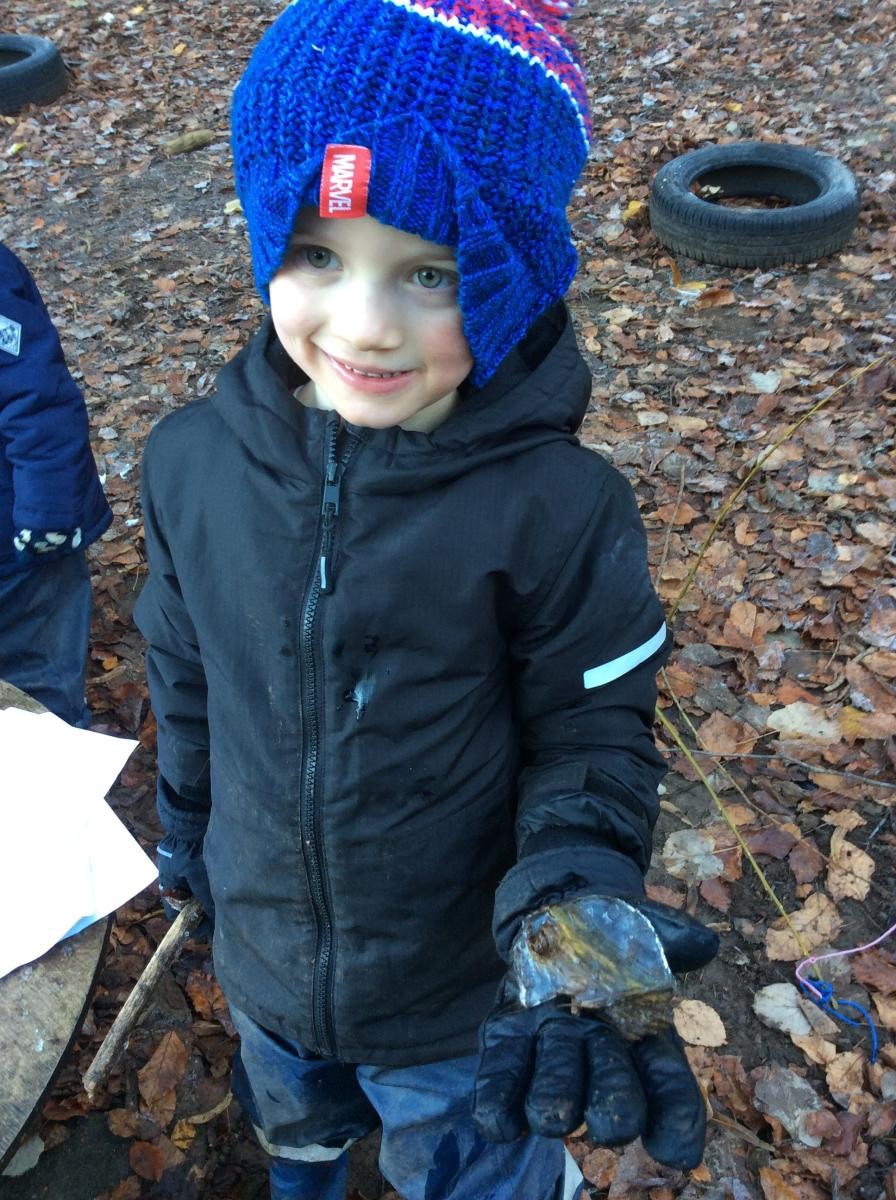 The cold weather meant we found some ice in the woods.