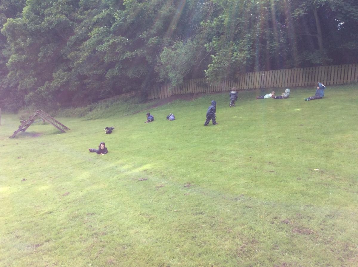 Then we went roly-polying down the hill. It was terrific fun!