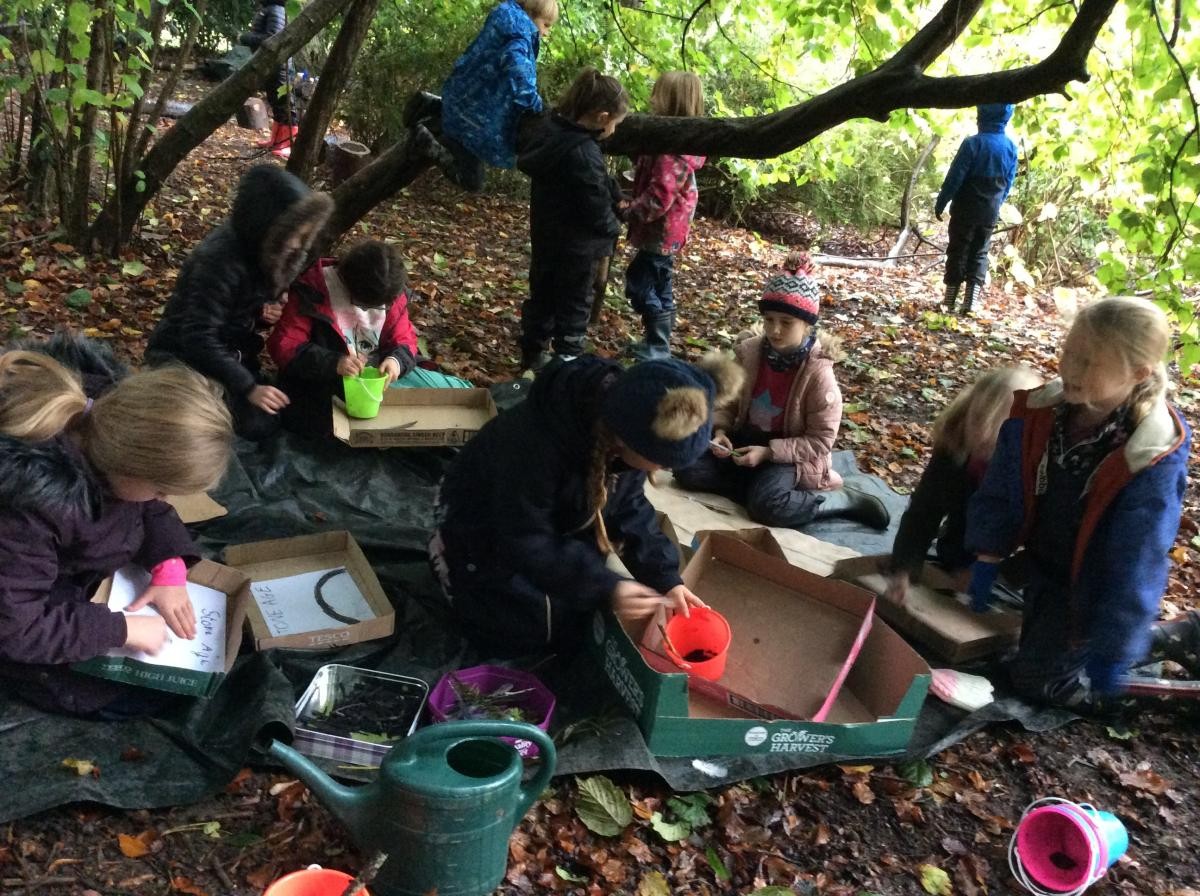 We also did some experimental artwork using mud, blackberries and charcoal.
