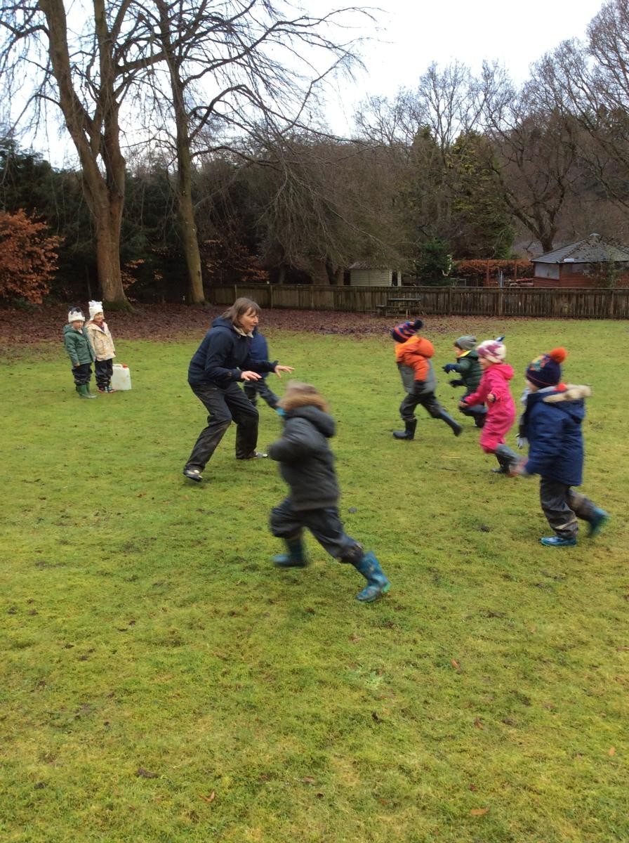 Pupils out on the field running