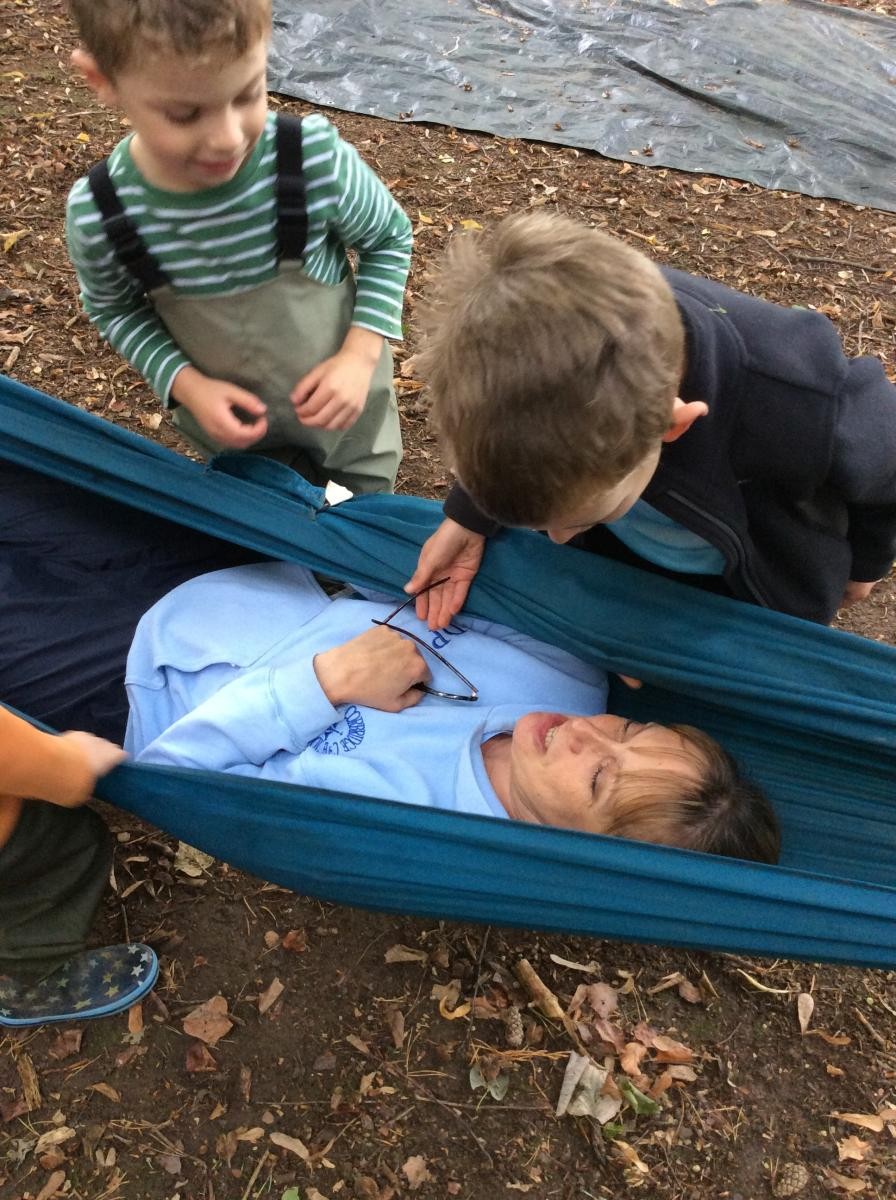 Mrs Paterson took a moment to enjoy relaxing in the hammock!