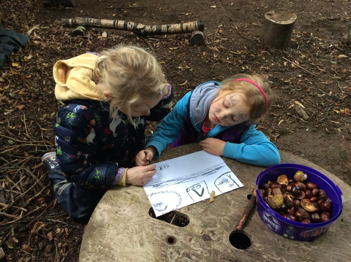 We used the charcoal to draw animal pictures.