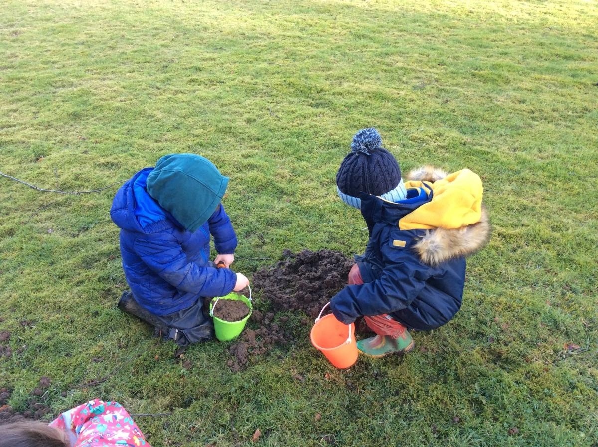 Some of us wanted more mud to build our nests so we went onto the field and used some mole hill mud.
