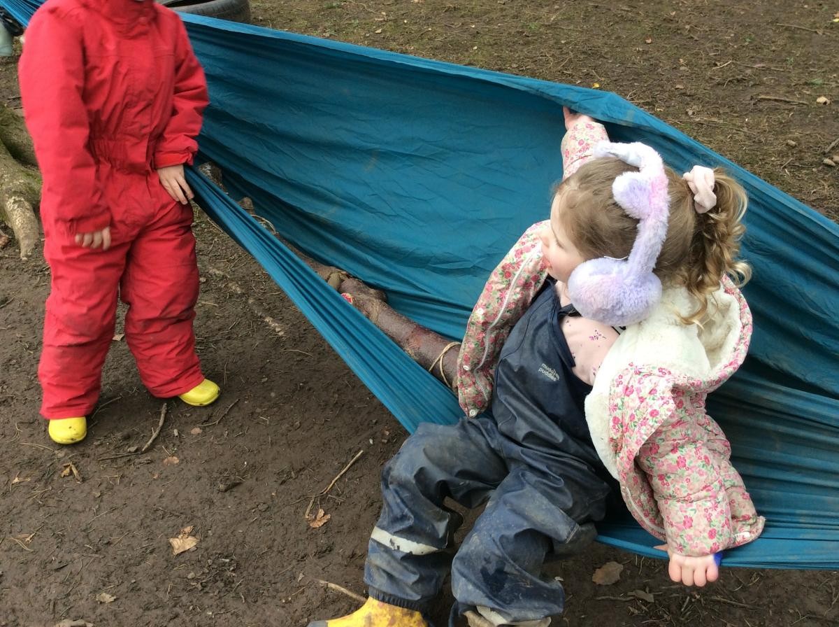 Some of our log dogs enjoyed lying in the hammock.
