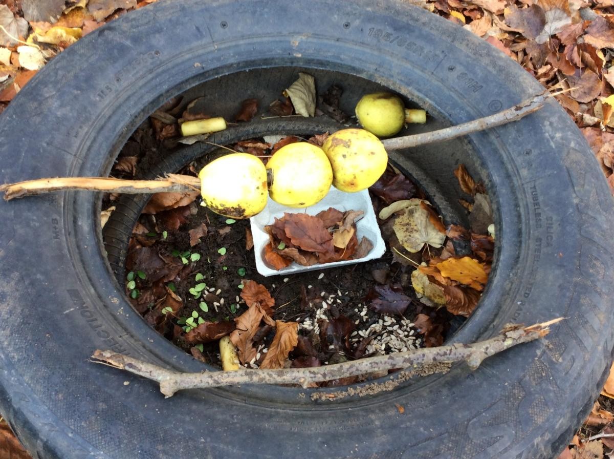 Some of the children were inspired to make a very fancy Bird House/Hotel, complete with lots of food for them to feast on!