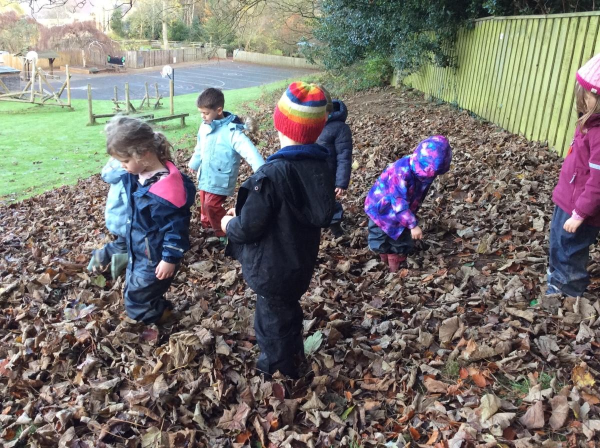 We have so many leaves on the ground at the moment, we worked together to make a giant nest we could all fit into.