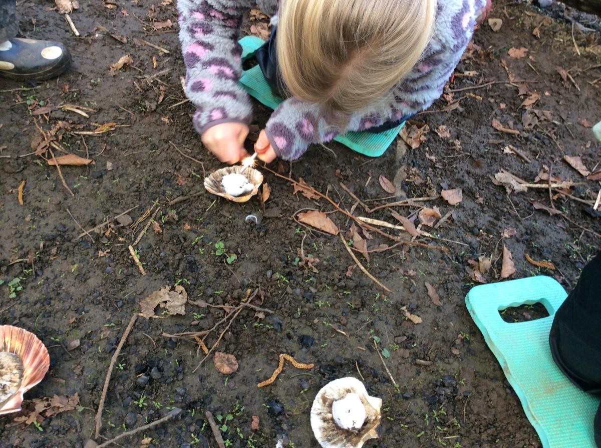 We used the fire steel to light mini fires.