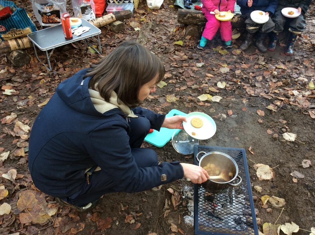 Sarah served the apple mixture on a digestive biscuit.