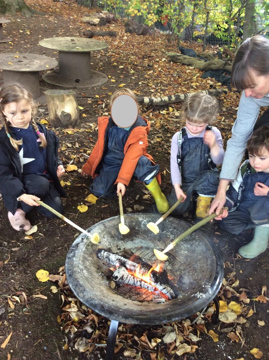 Then we dipped the apple slice in brown sugar and cinnamon and toasted it again.