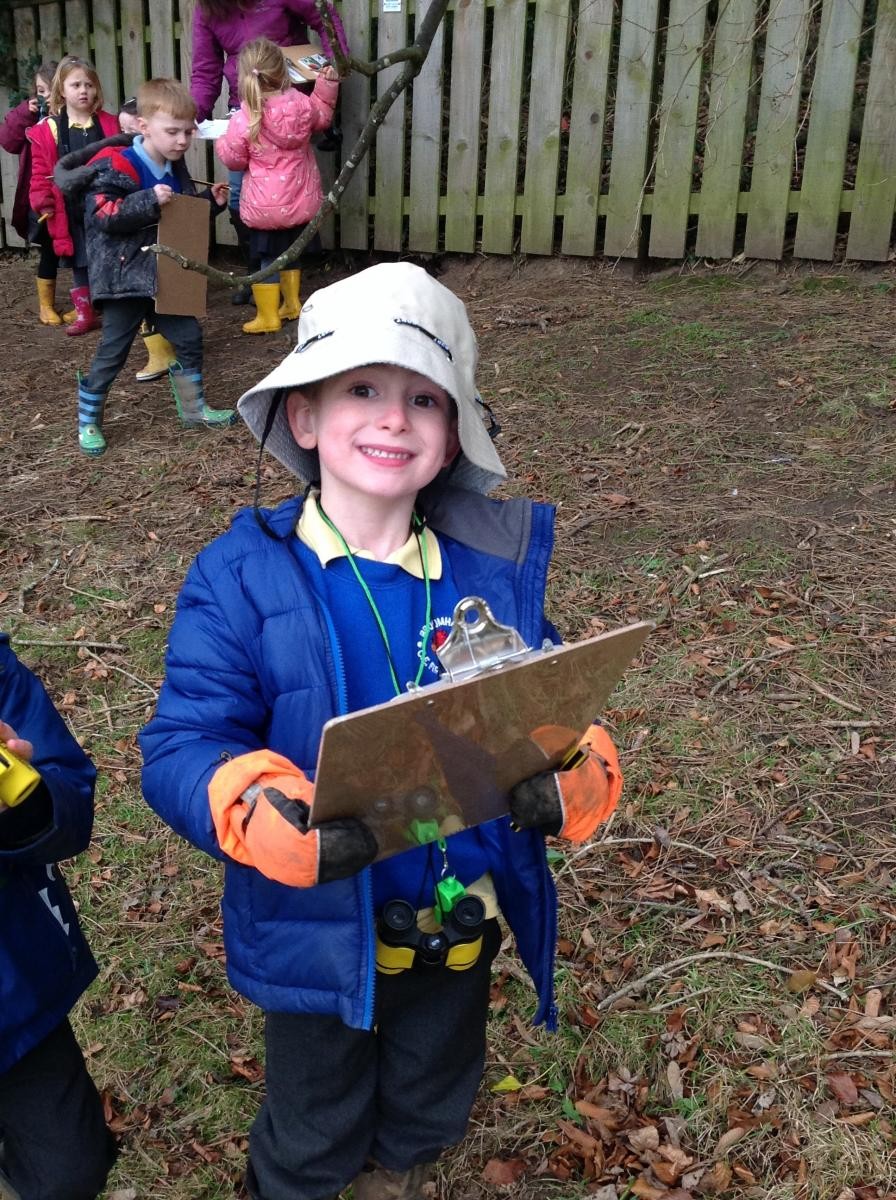 Exploring the grounds in search of birds.