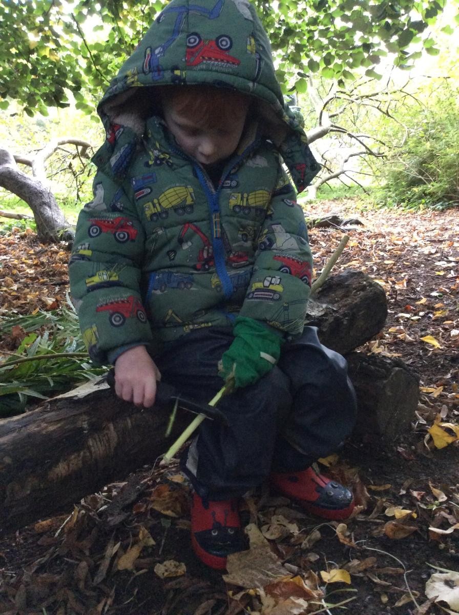 October 13th. Reception Class made willow cooking sticks today.