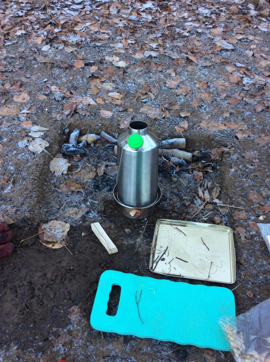 We boiled water in our kelly kettle to make hot chocolate.