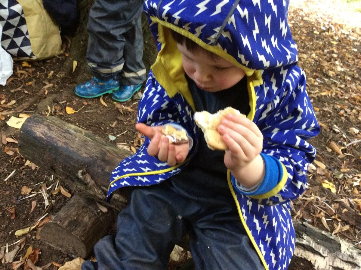 Then we sandwiched the marshmallow in between two biscuits and added a small square of chocolate.