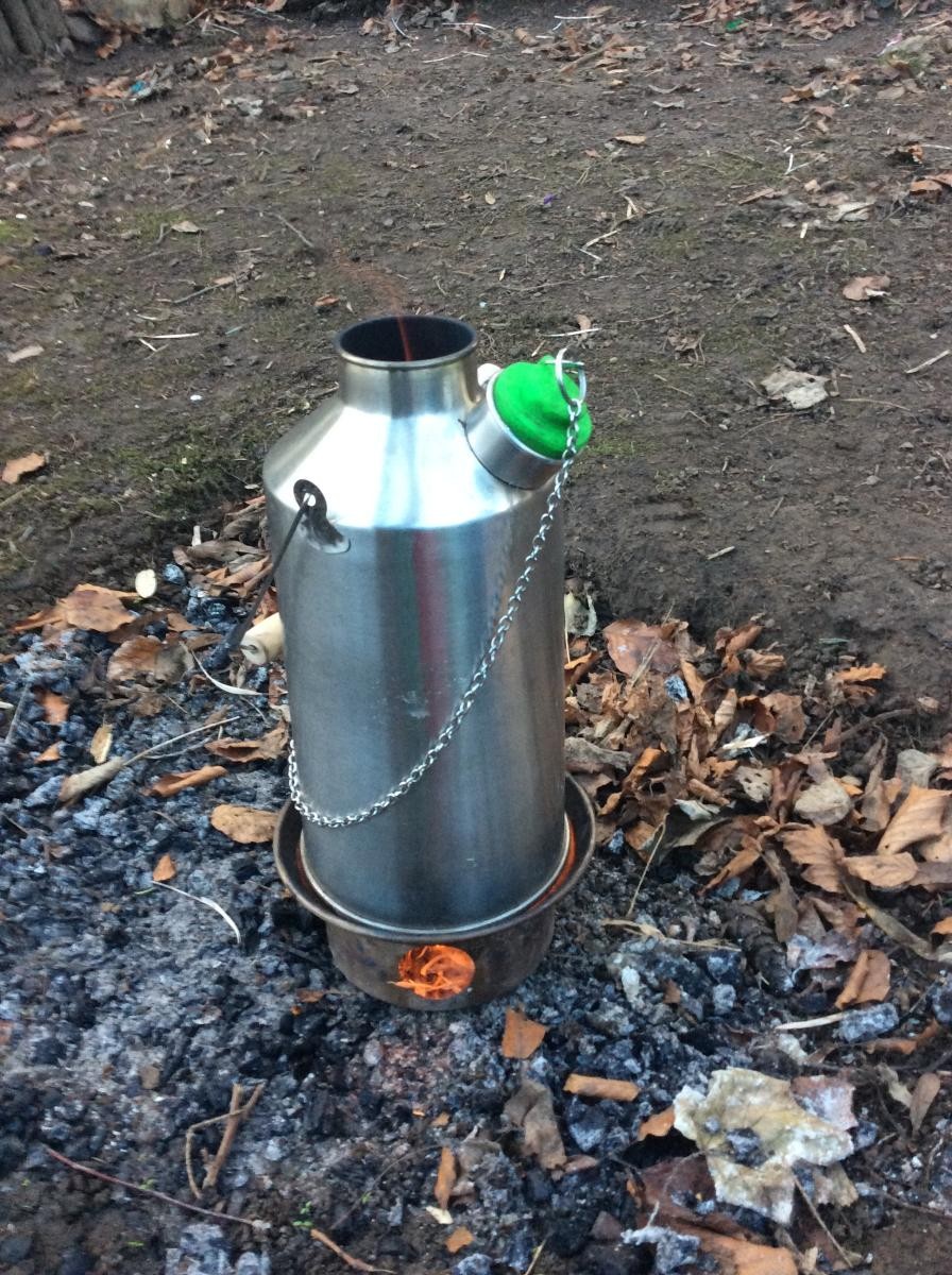 We used the kelly kettle to boil water and we made hot chocolate.