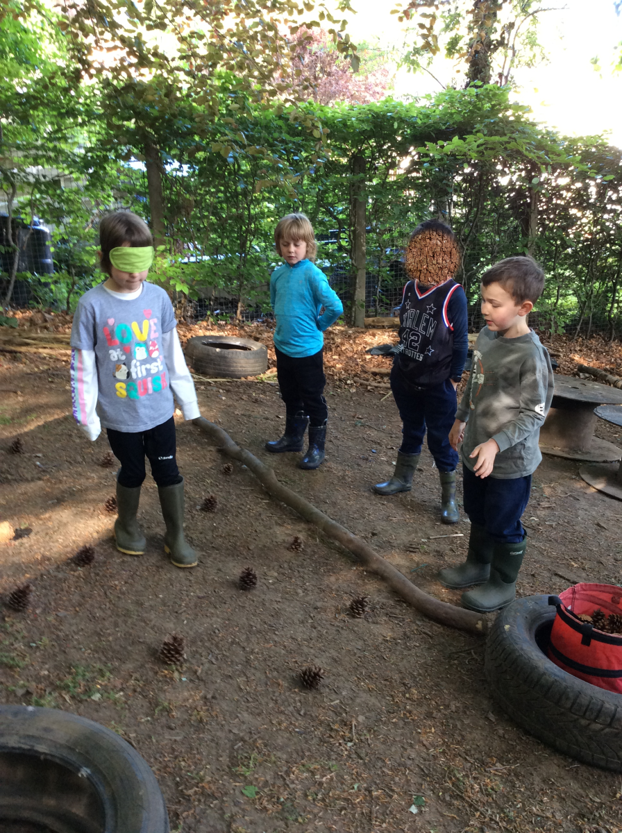 Our friends have to give us clear instructions to help us safely navigate the minefield while we are blindfolded!