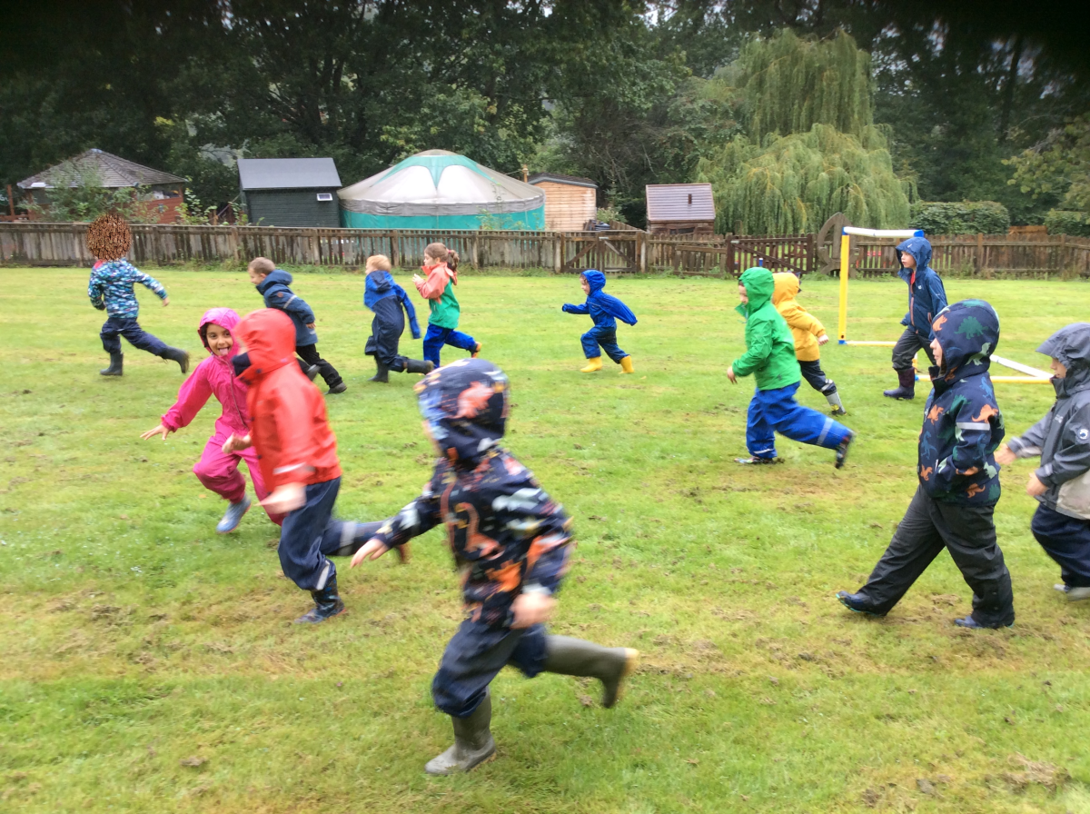 September 15th. Class 1 started their rainy afternoon with a game of Foxy, Foxy, Can We Cross Your Field?