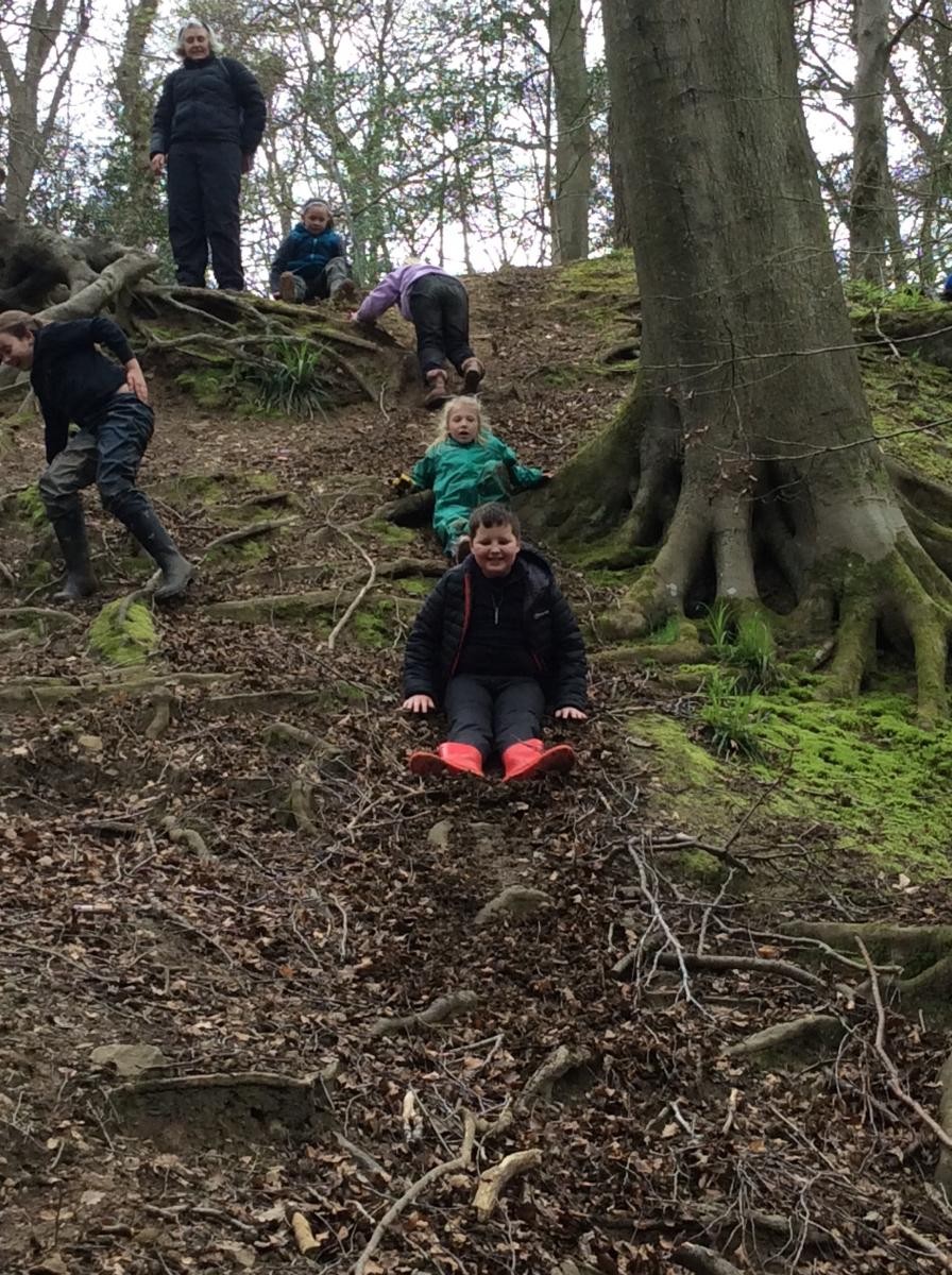 ...and had fun sliding down again!
