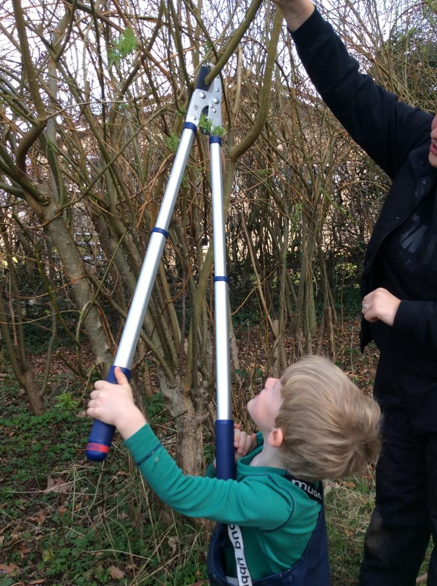 We learned how to use the loppers to cut some willow.